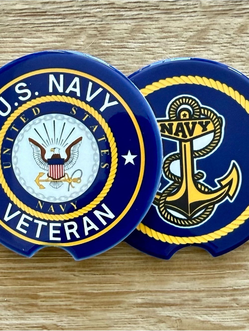 U.S. Navy Veteran Ceramic Car Coasters - Set of 2